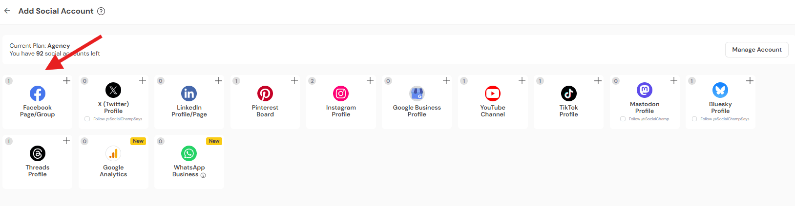 Add Your Facebook Account, Page, or Group