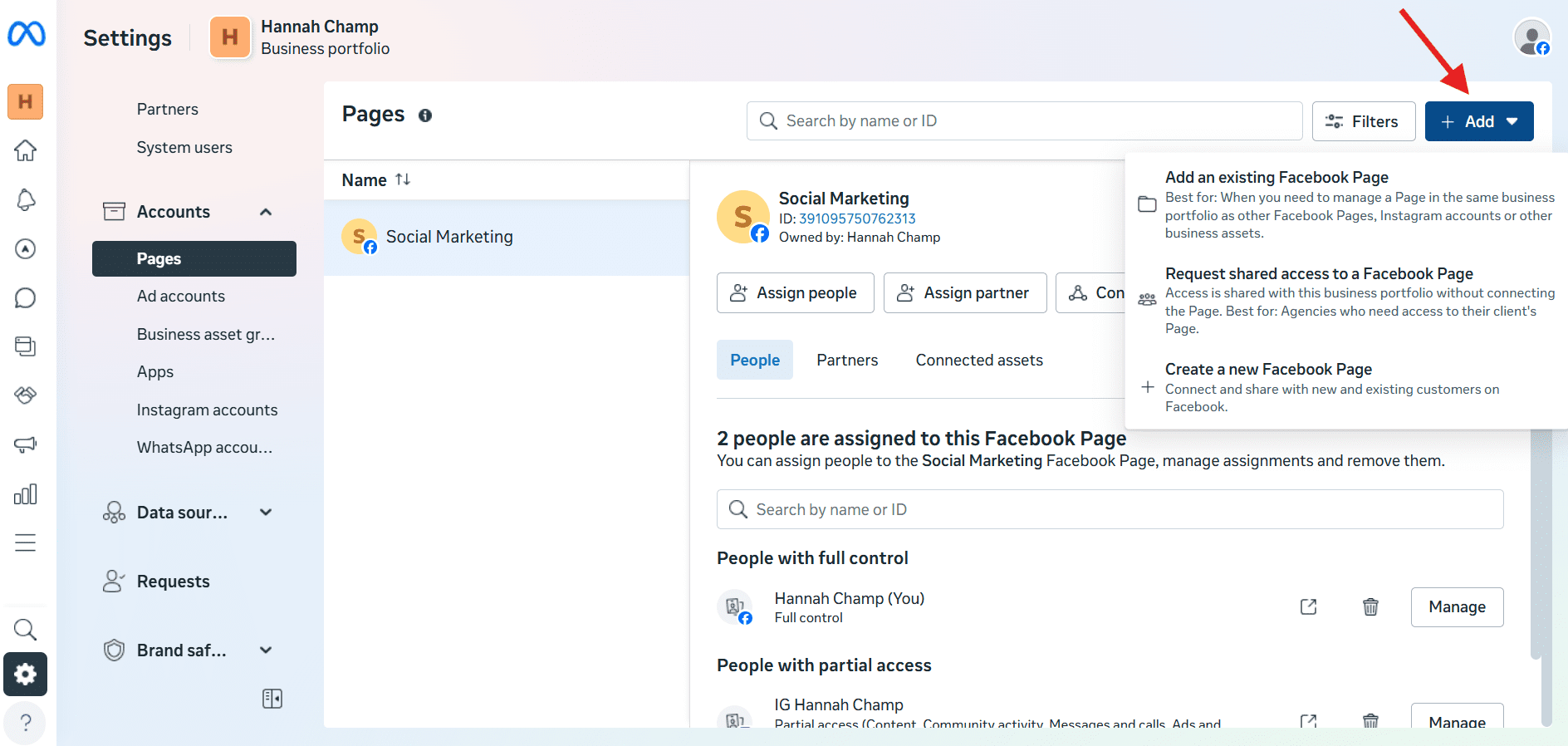 Add Your Existing Page or Create a New One