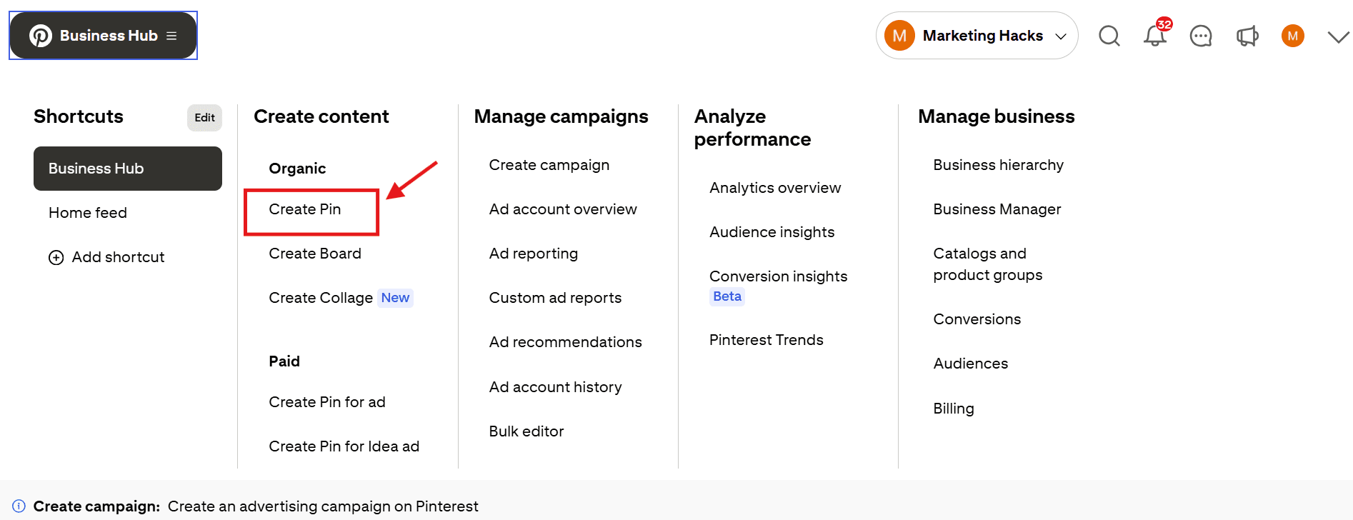Click “Create Pin”