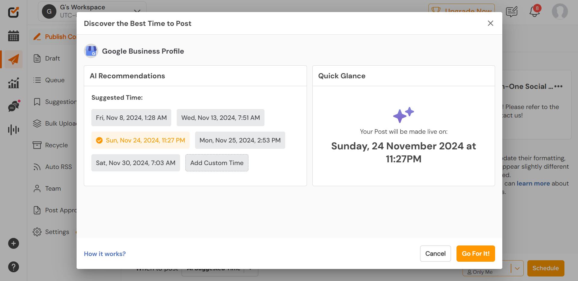 Your Complete 2026 Guide to Google Business Profile Posts for Success 5 Social Champ Best Time to Post Feature