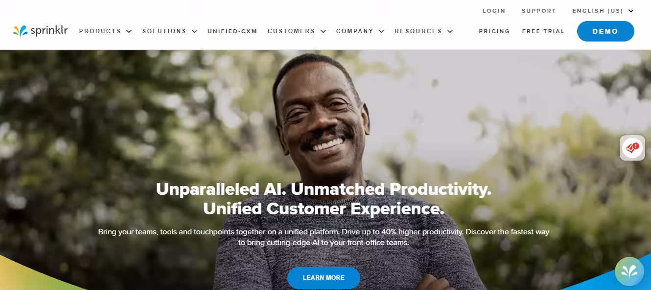 Sprinklr's website