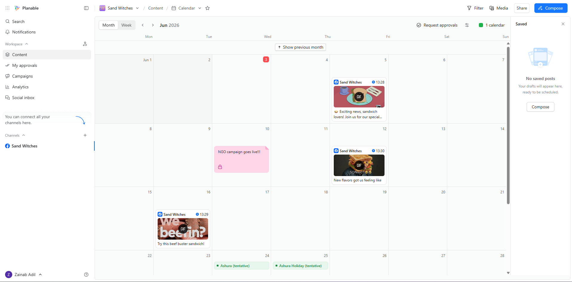 9 Best Free Social Media Management Tools for Nonprofits 9 Planable's Dashboard