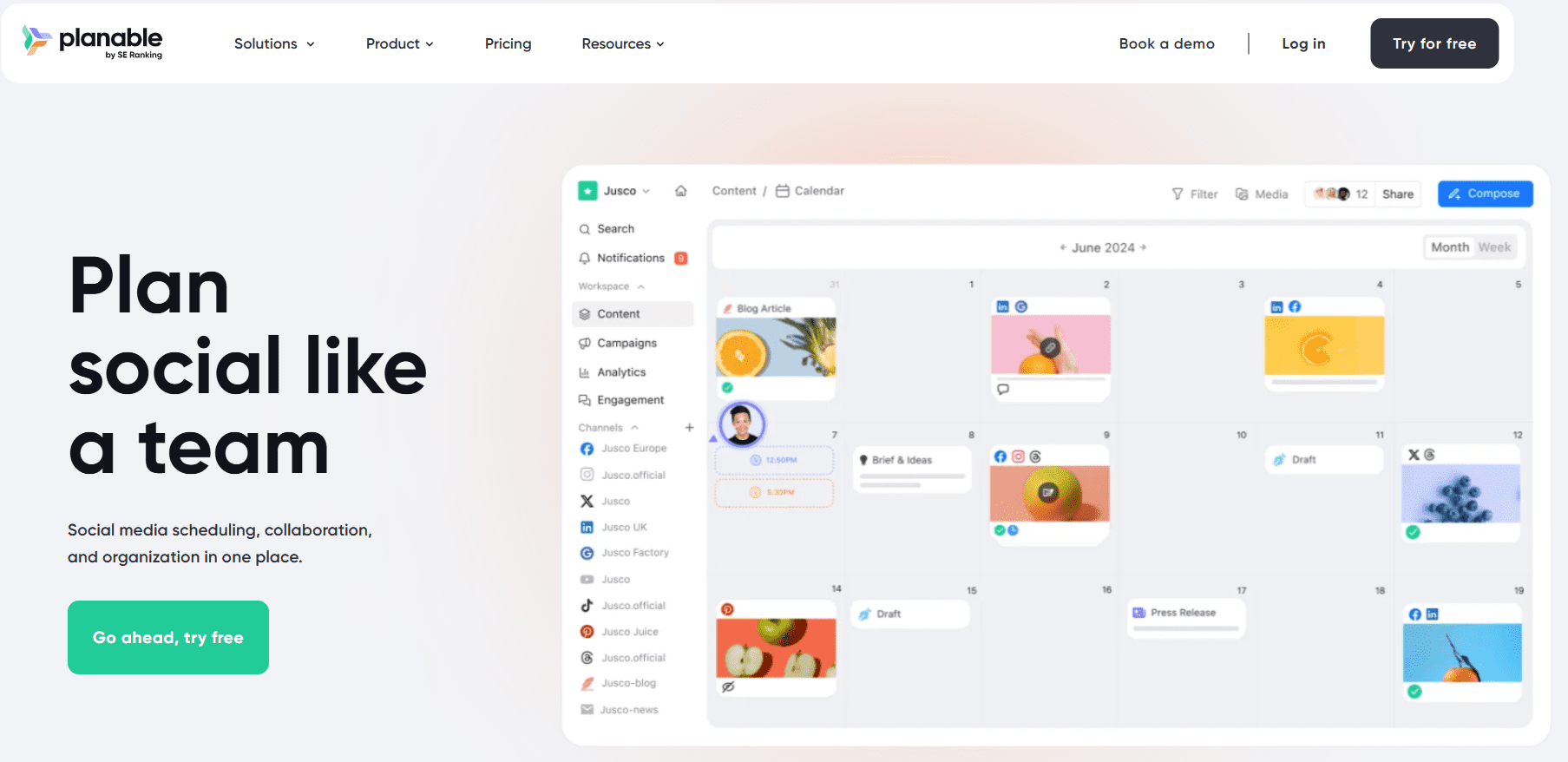 Planable's Landing Page