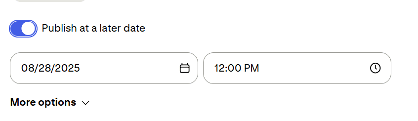 Toggle the “Publish at a Later Date” Button