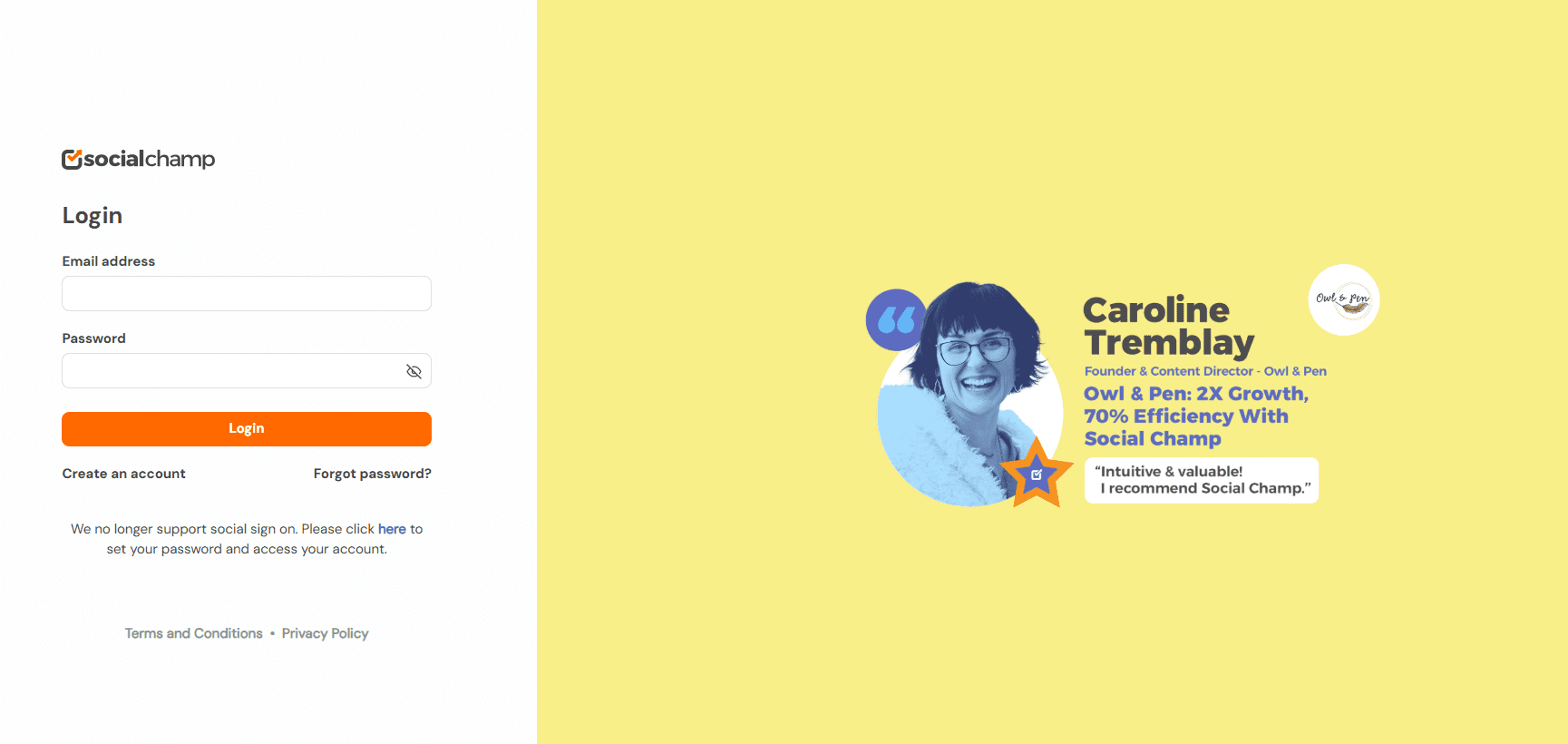 Sign In to Social Champ