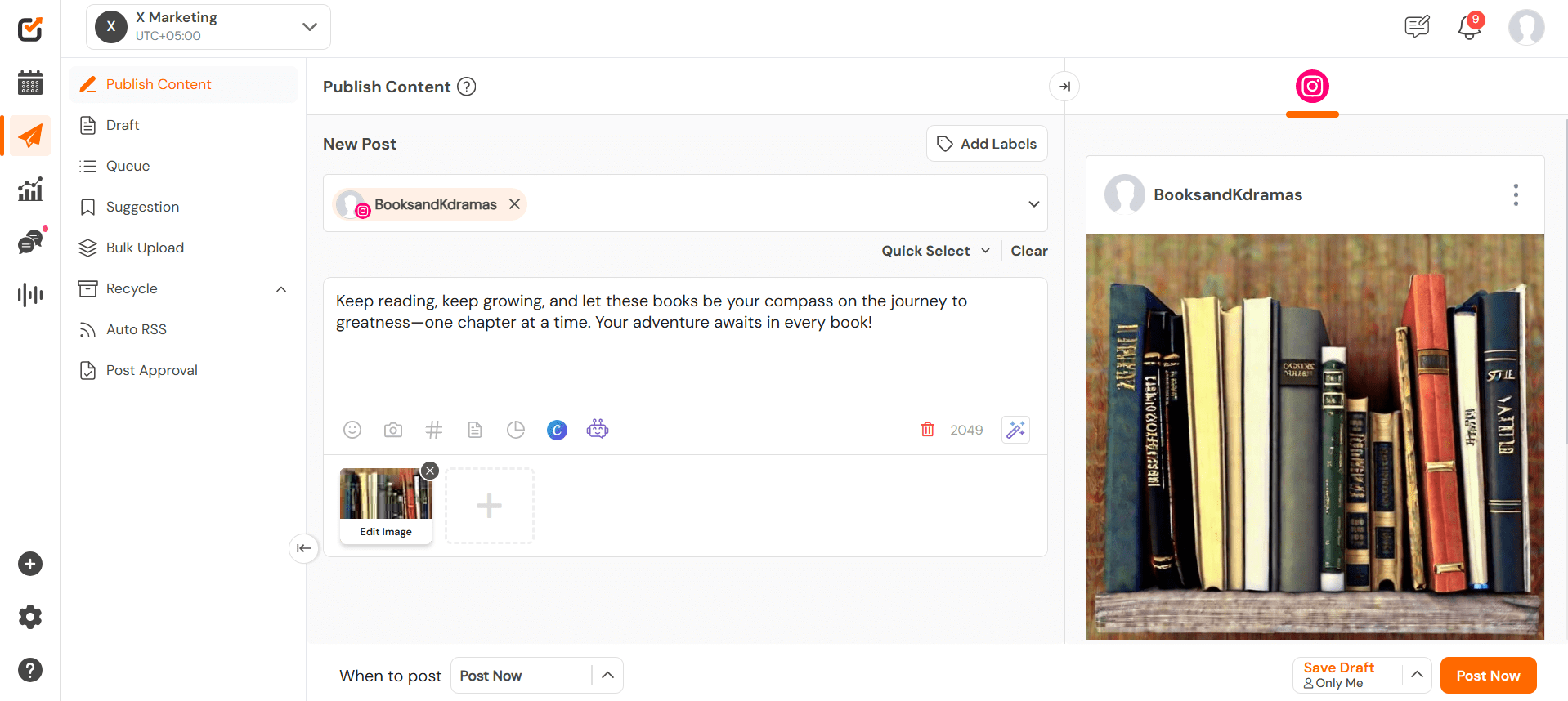 Creating Post on Social Champ's Dashboard