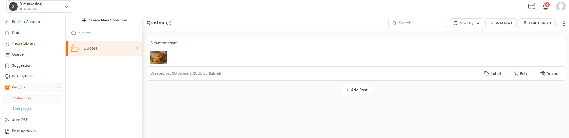 Social Champ's Recycle Feature