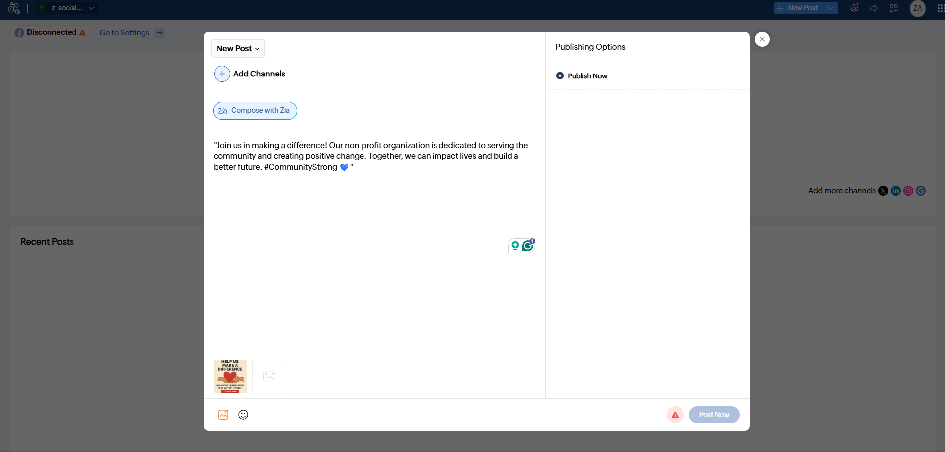 9 Best Free Social Media Management Tools for Nonprofits 5 Zoho Social's Dashboard