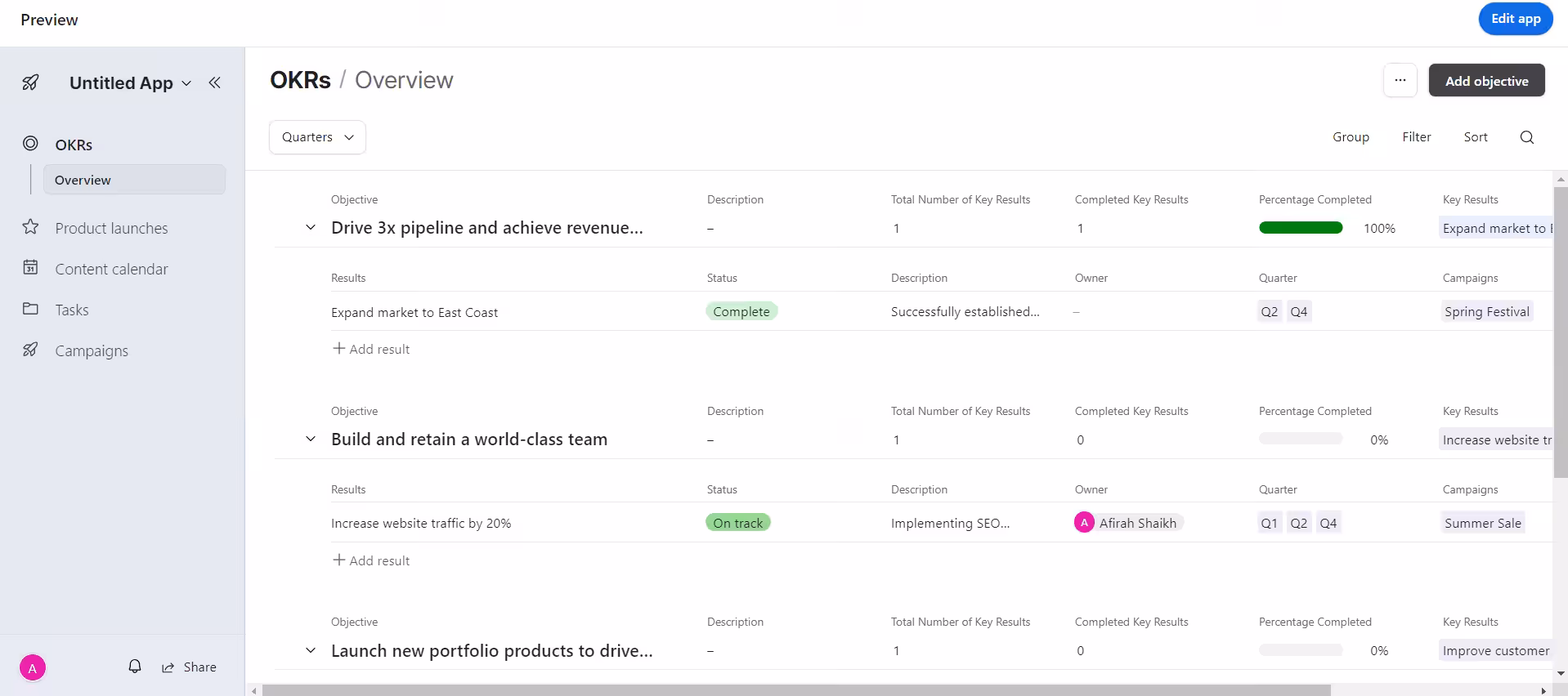 Airtable dashboard