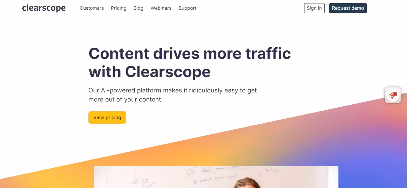 B2B Content Marketing Guide: The Ultimate Strategy + Tools for 2026 21 Clearoscope's landing page