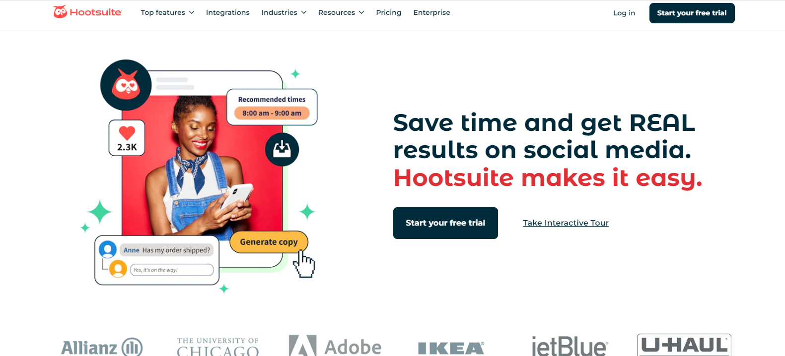 Leveraging Social Media in Education: Strategies and Tools for 2026 19 Hootsuite's landing page