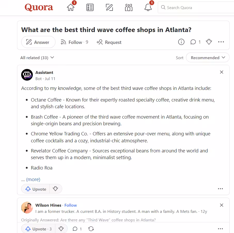 The Ultimate Guide to Social Media Marketing Platforms + Tools 16 Indirect marketing of coffee shops on Quora