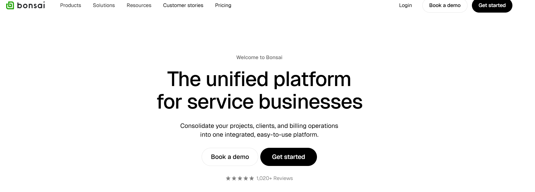 Bonsai’s Landing Page