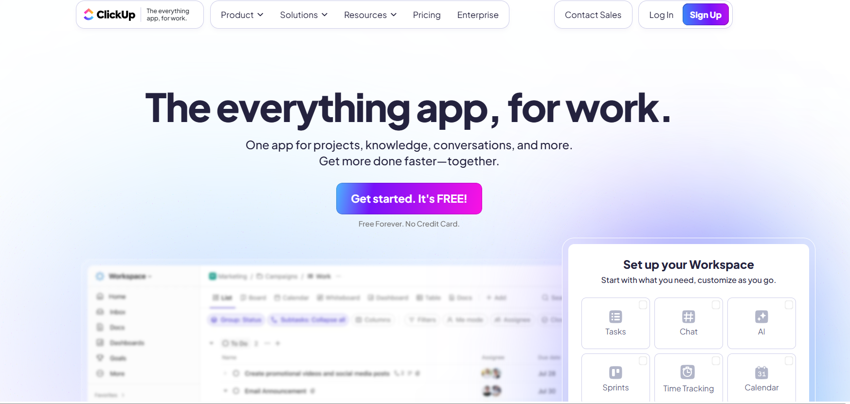 ClickUp’s Landing Page