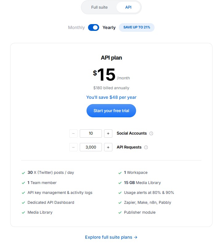ContentStudio's API Plan