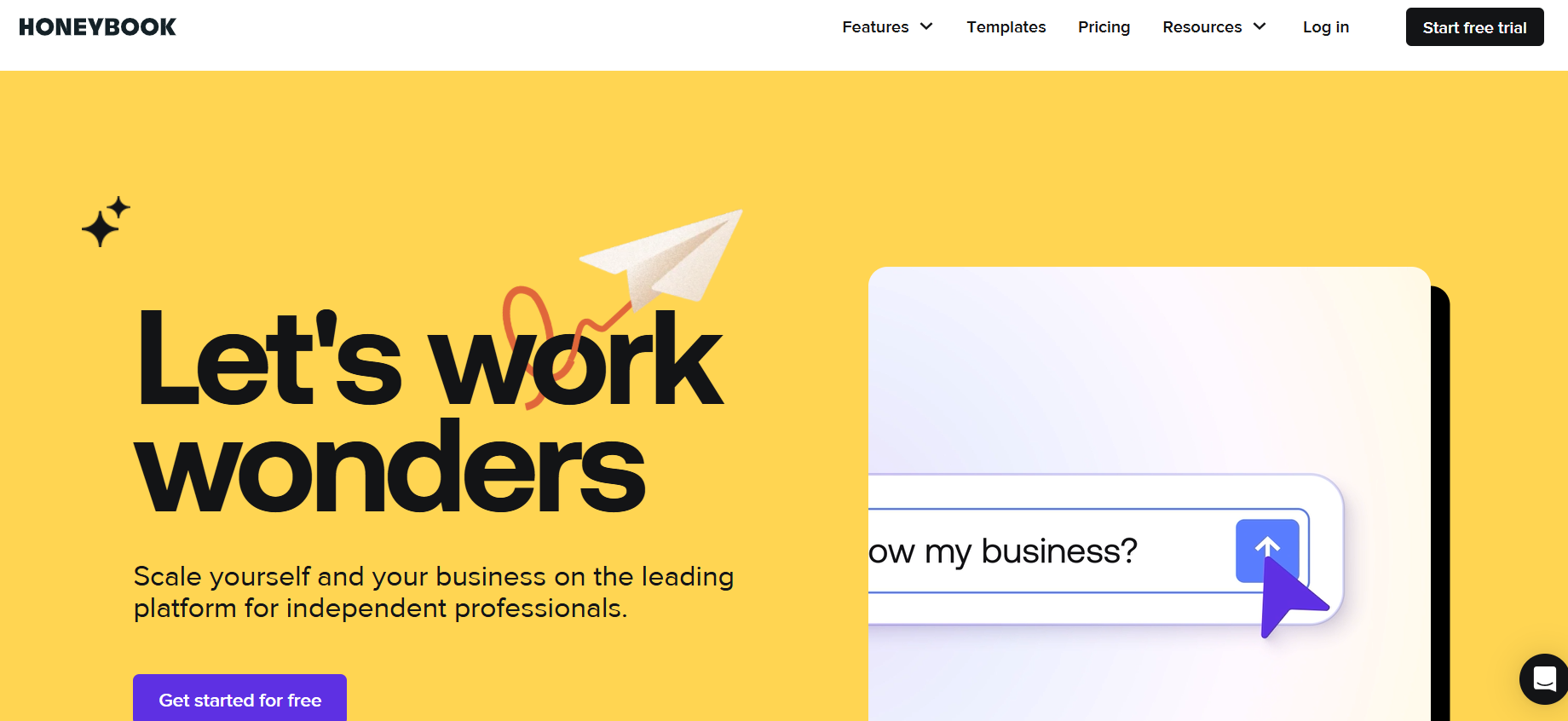 HoneyBook’s Landing Page