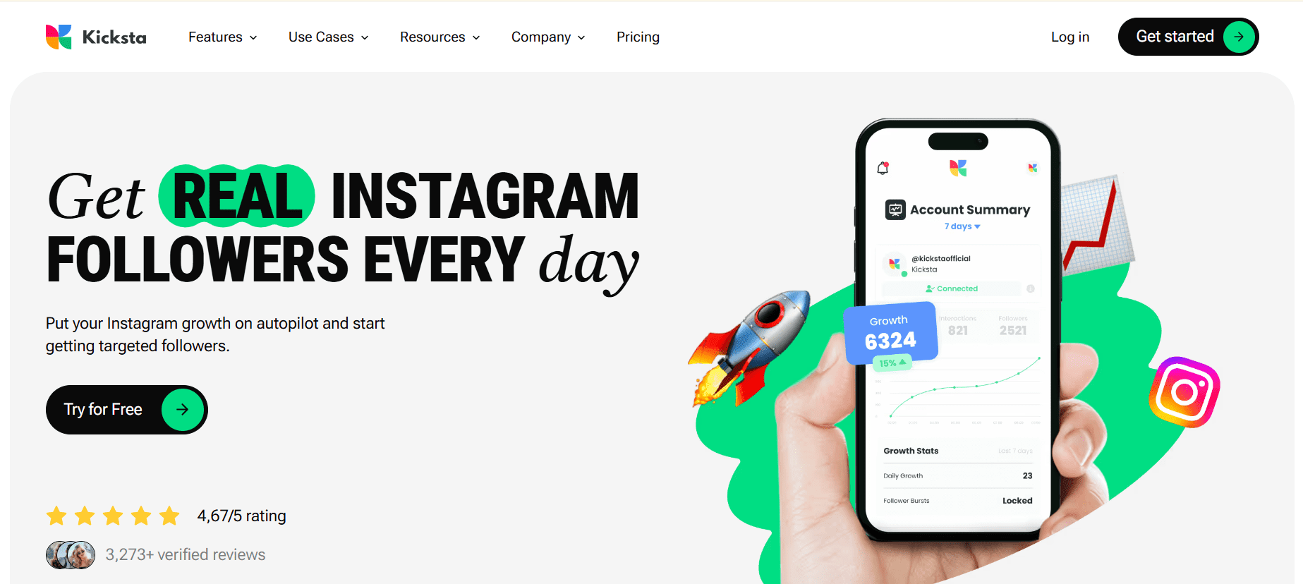 Kicksta's Landing Page