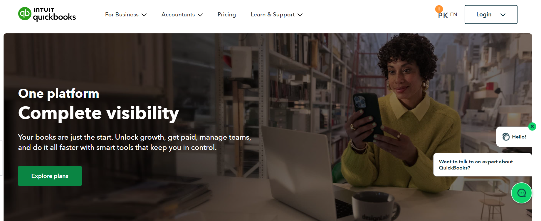 QuickBooks’ Landing Page