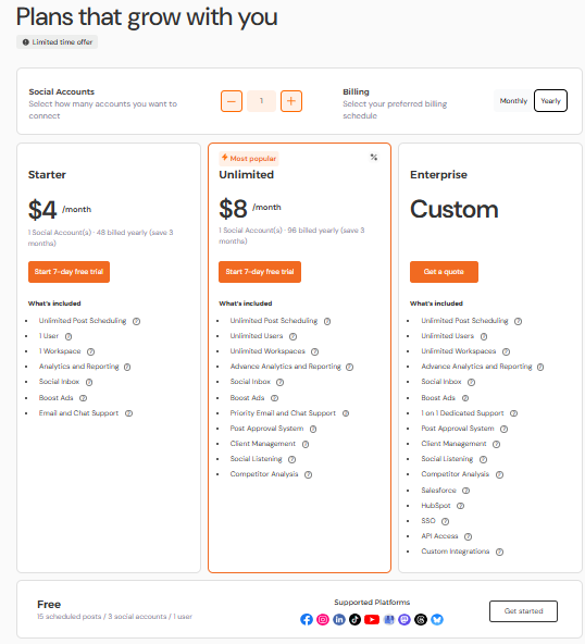Social Champ's Pricing