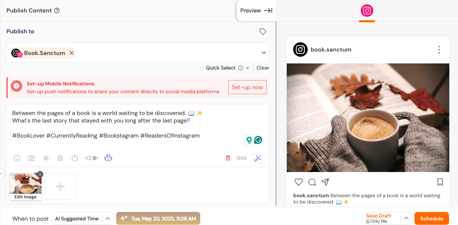 Social Champ’s Schedule Post Feature