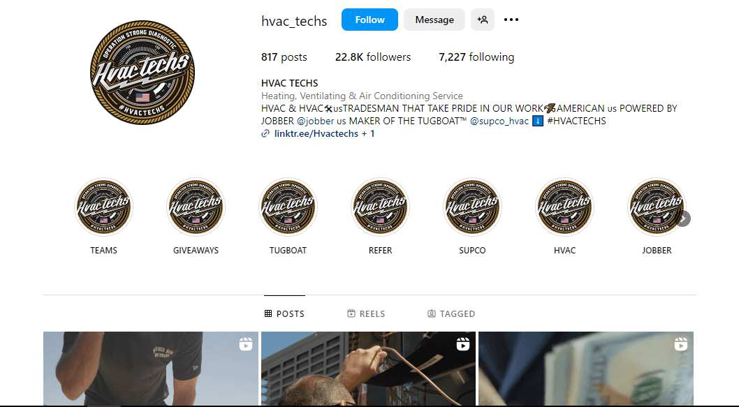Social Media Marketing for HVAC Businesses in 2026 | Unlock Success 7 HVAC_Tech's Instagram profile.