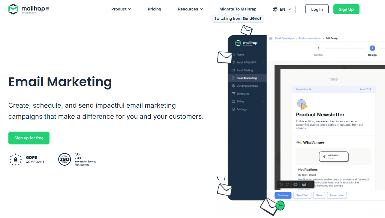 Mailtrap's Homepage