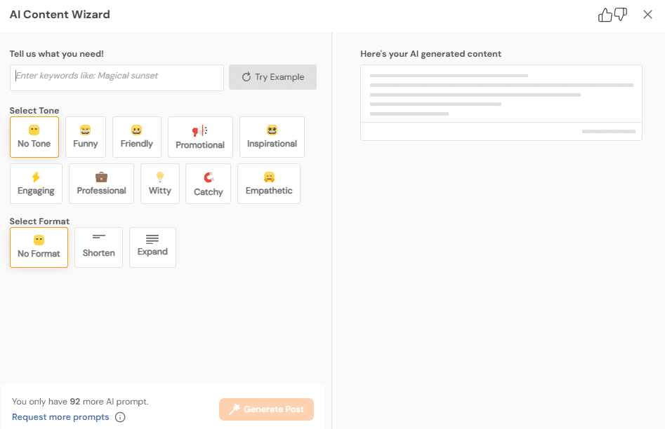 Social Champ’s AI Content Wizard