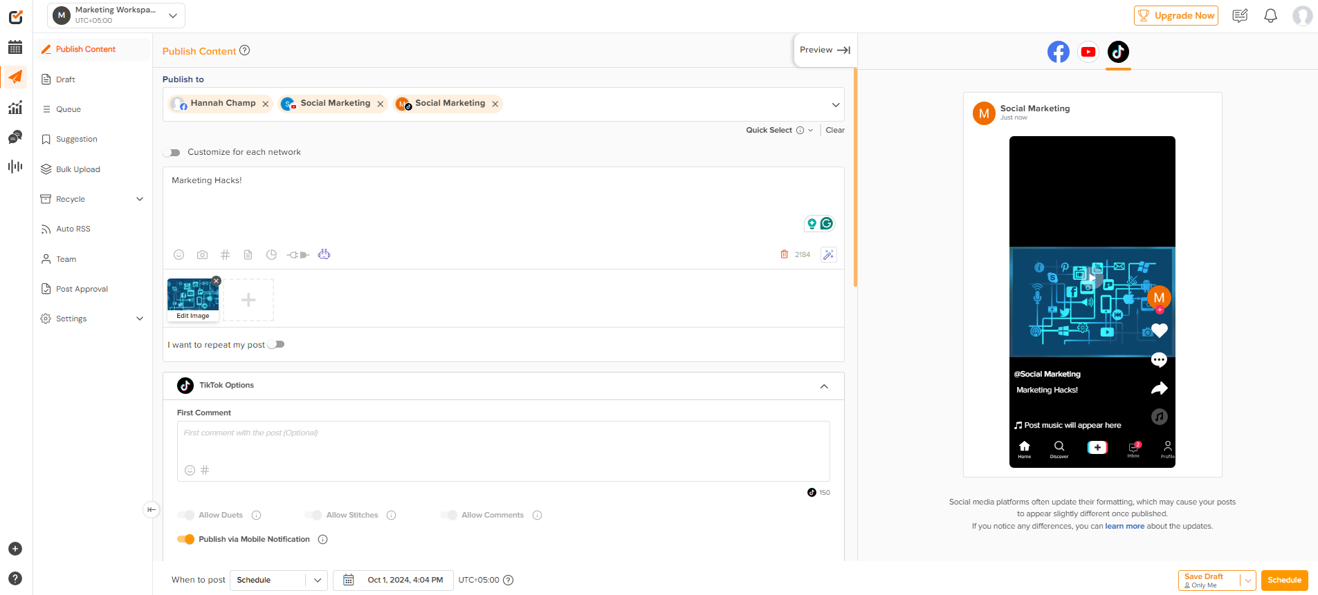Free Social Media Planner With Unlimited Features 16 Social Champ's Dashboard