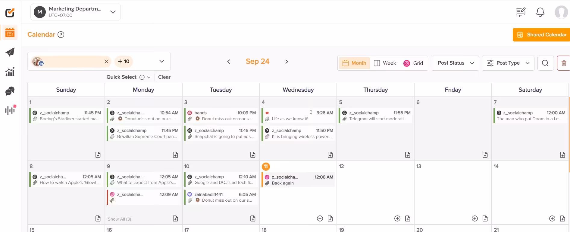 Best Marketing Operations Software for 2026 11 Social Champ's content calendar