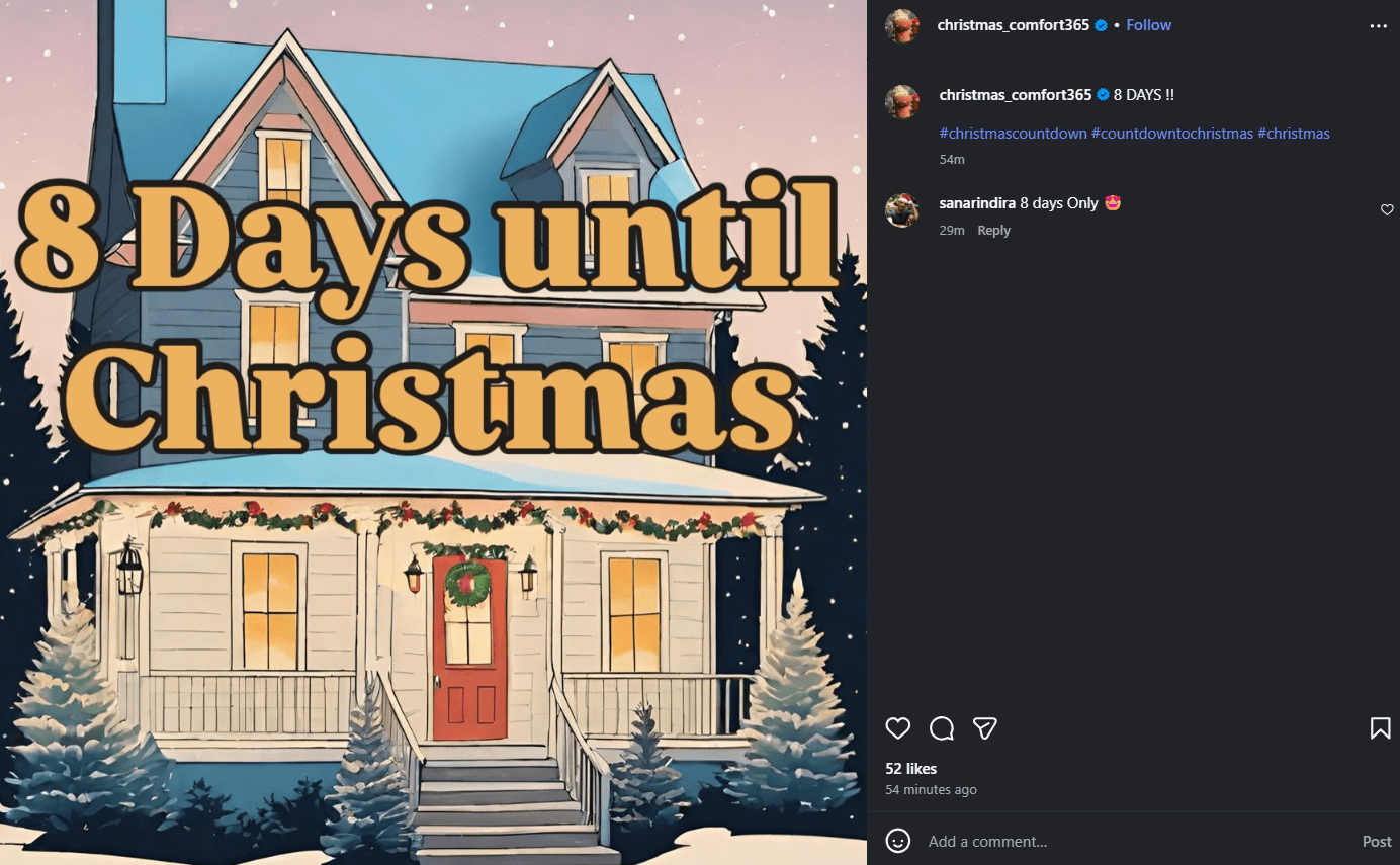 Christmas Social Media Posts: Ideas, Examples, and Strategies for 2026 12 A Countdown to Christmas Post on Instagram