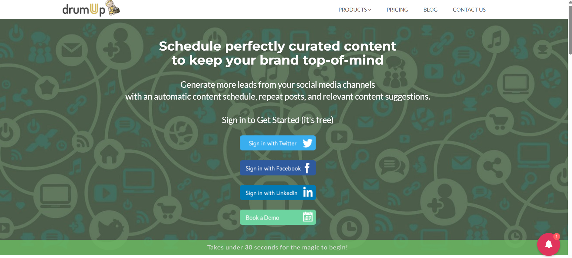 DrumUp Homepage