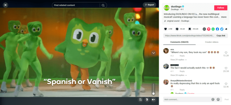 How to Schedule TikTok Posts in 2026? A Step-By-Step Guide for Desktop and Mobile 29 Duolingo’s captivating post on TikTok