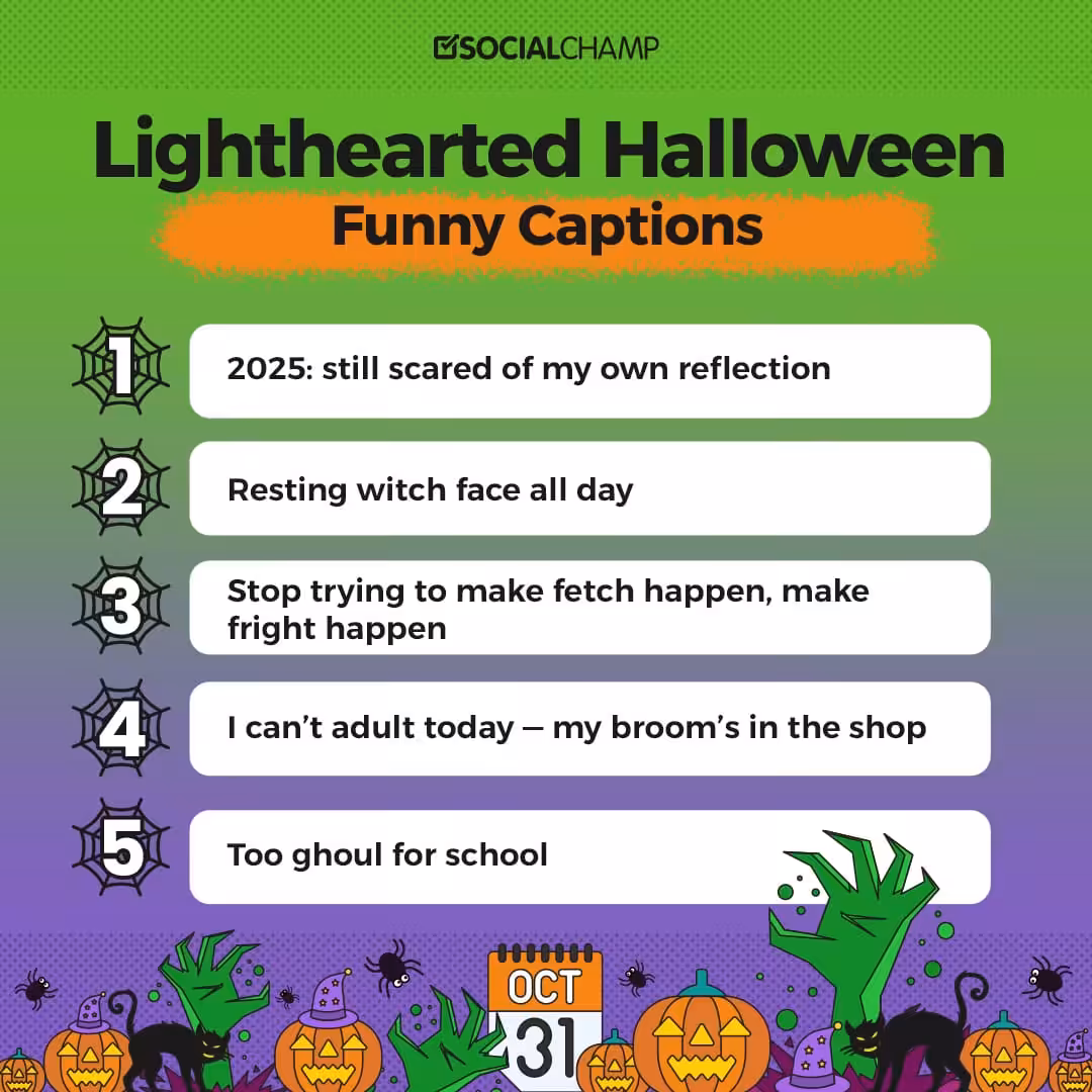 200 Best Halloween Captions for Every Social Platform (Updated 2026) 15 funny halloween captions