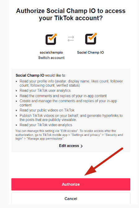 How to Schedule TikTok Posts in 2026? A Step-By-Step Guide for Desktop and Mobile 21 Grant Social Champ Permission