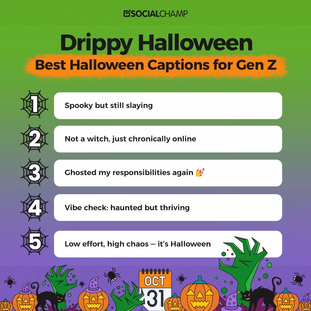 200 Best Halloween Captions for Every Social Platform (Updated 2026) 21 halloween captions for Gen Z