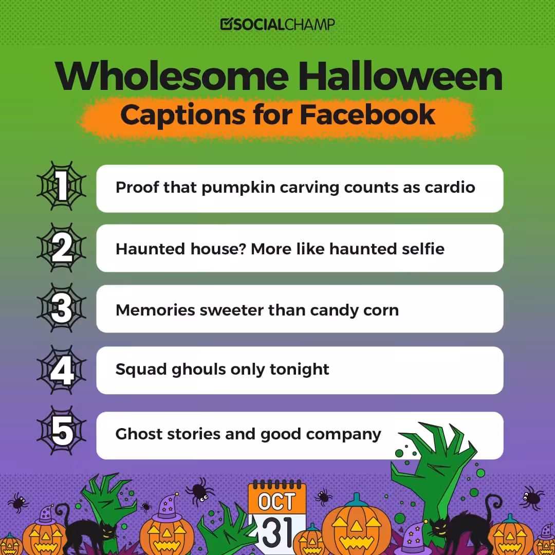 200 Best Halloween Captions for Every Social Platform (Updated 2026) 8 halloween captions for facebook