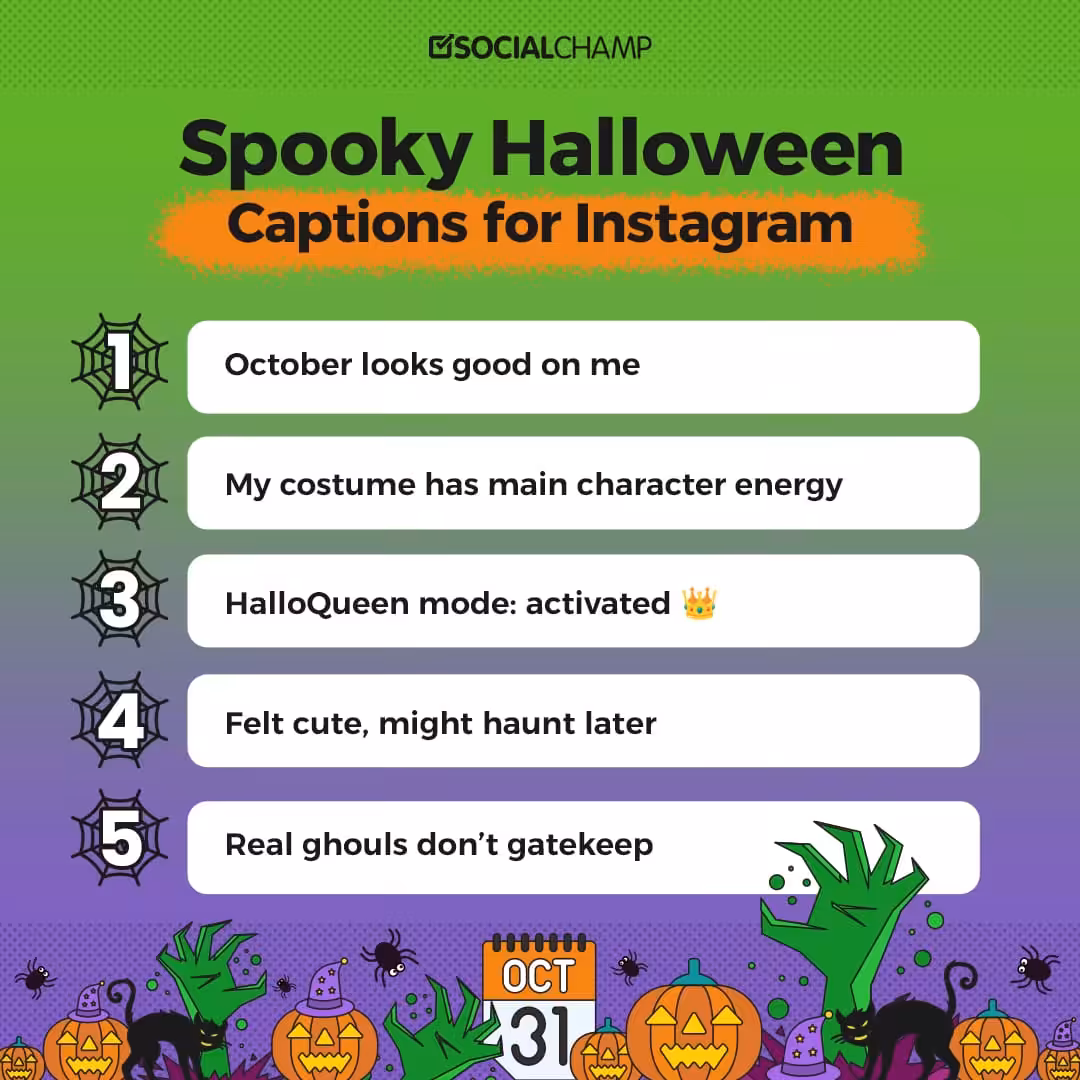 200 Best Halloween Captions for Every Social Platform (Updated 2026) 6 halloween captions for instagram