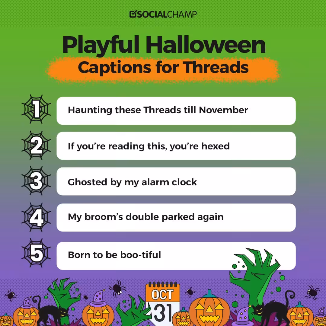 200 Best Halloween Captions for Every Social Platform (Updated 2026) 10 halloween captions for threads