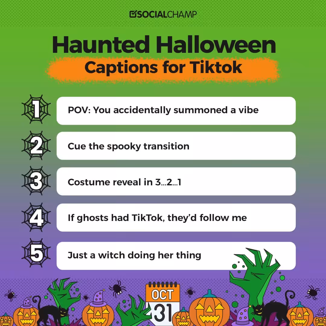 200 Best Halloween Captions for Every Social Platform (Updated 2026) 7 halloween captions for tiktok