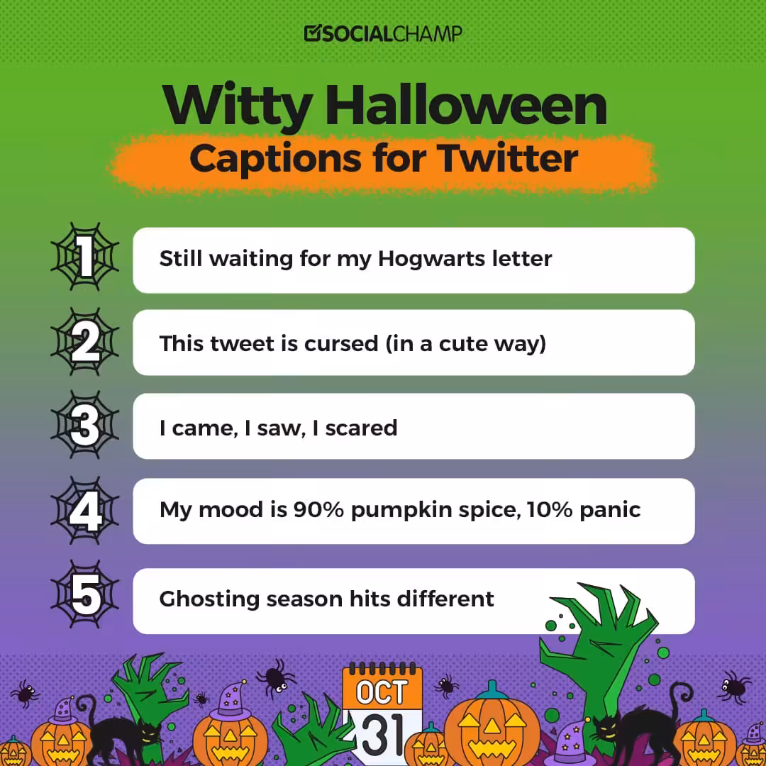 200 Best Halloween Captions for Every Social Platform (Updated 2026) 9 halloween captions for twitter