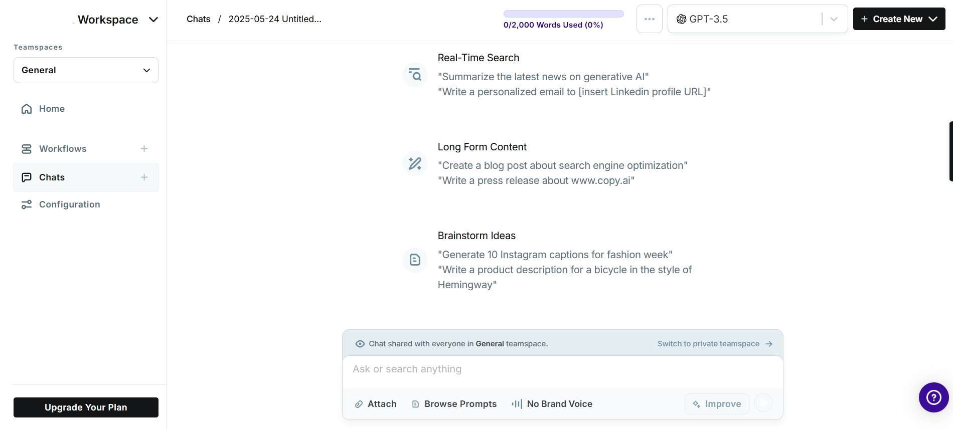 Copy AI Dashboard