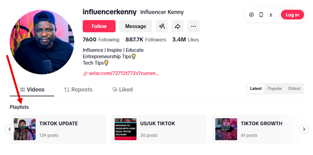 Playlists on TikTok by @Influencerkenny