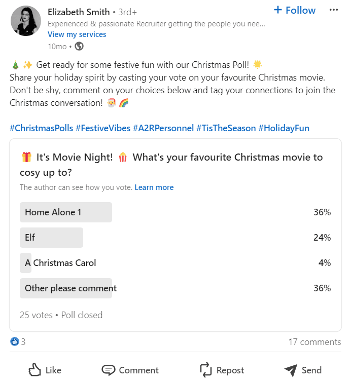 Christmas Social Media Posts: Ideas, Examples, and Strategies for 2026 11 Christmas Poll on LinkedIn