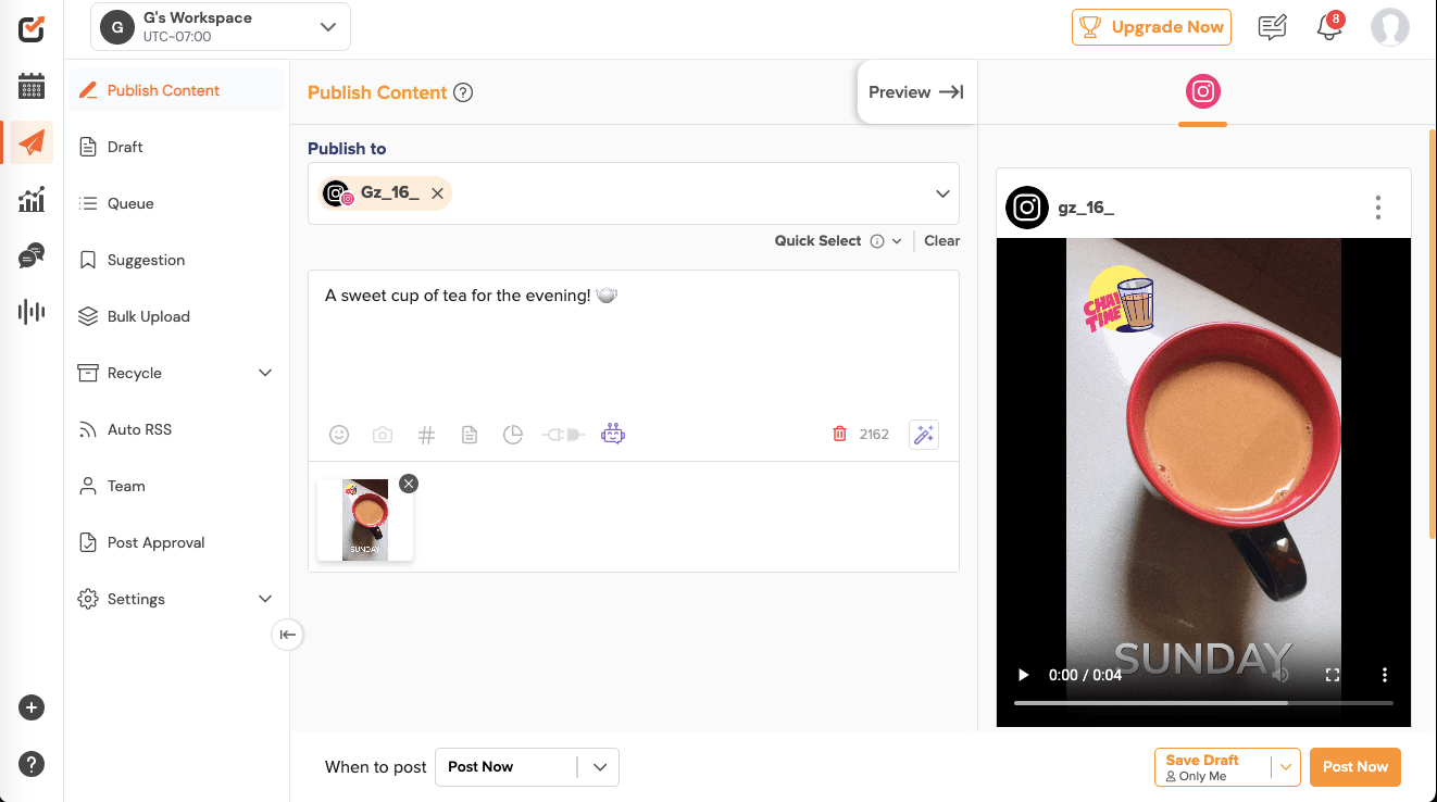 Posting on Instagram With Social Champ