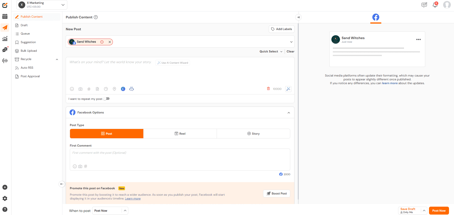 Social Champ’s Publishing Dashboard