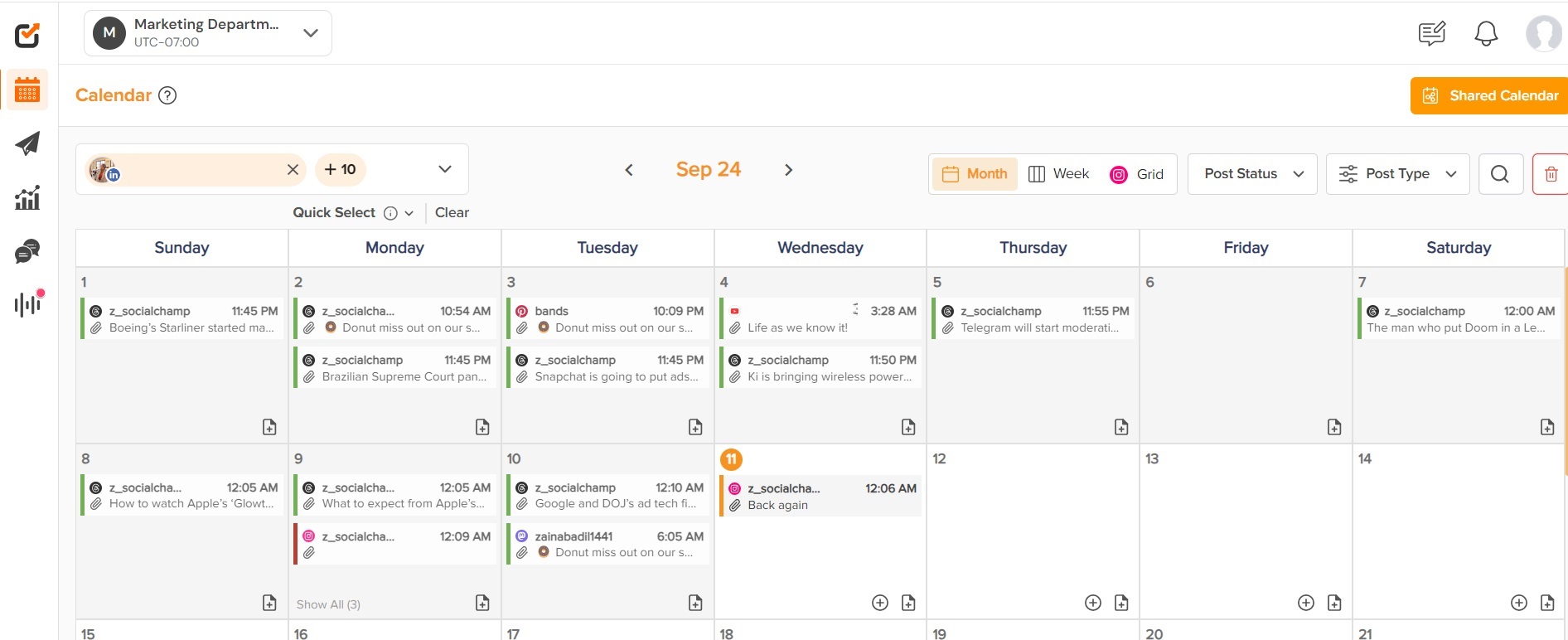 Social Champ Calendar