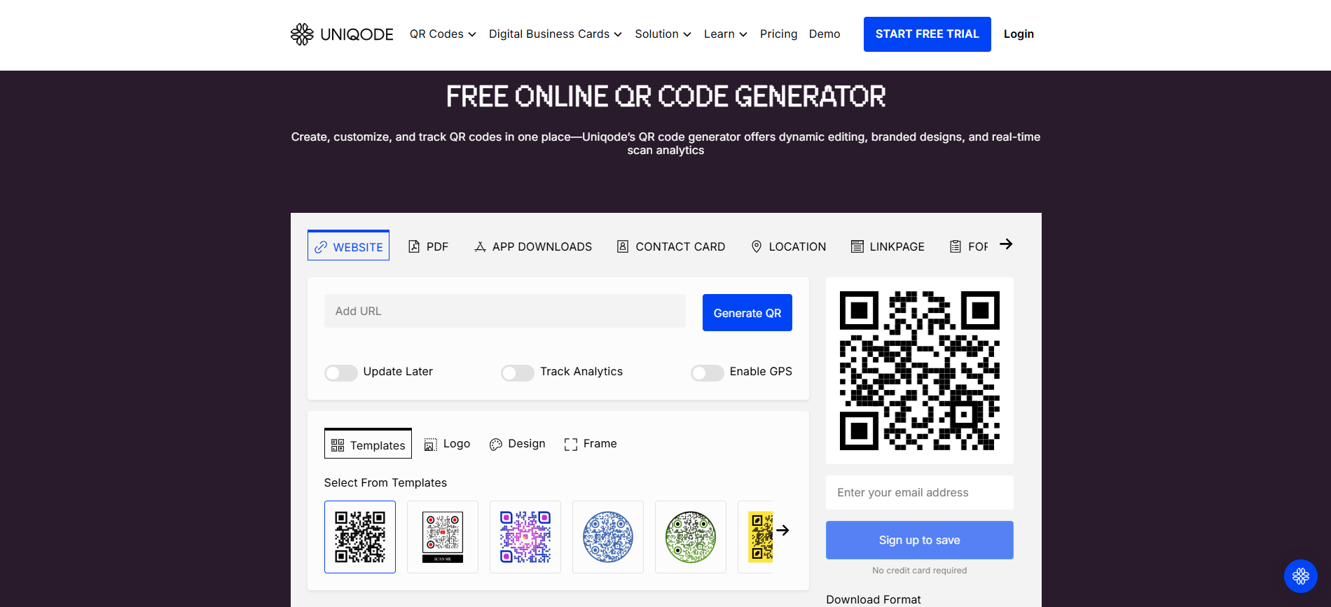 Uniqode dashboard