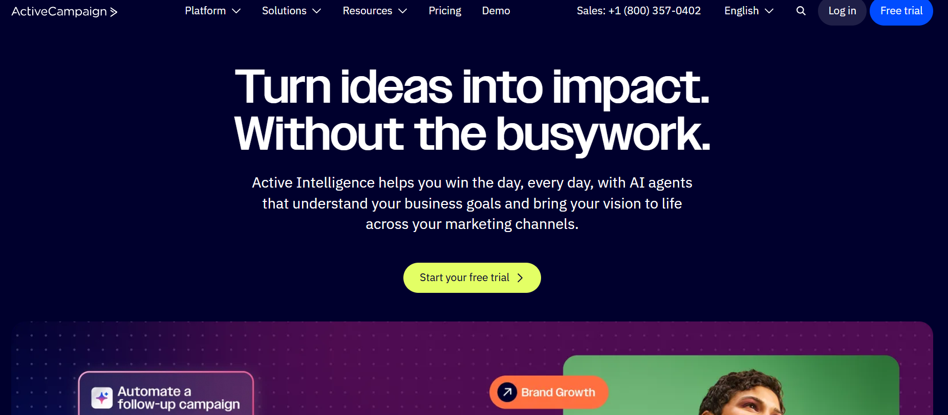 ActiveCampaign's Landing Page