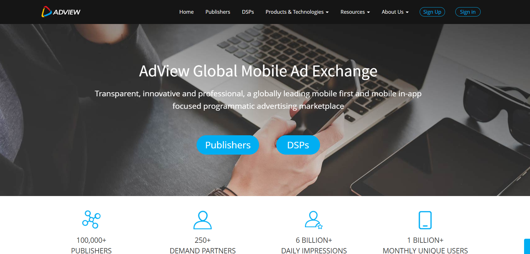 Adview’s Landing Page