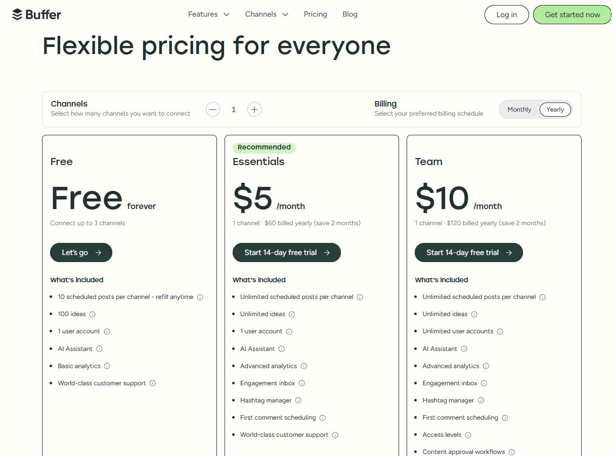 Buffer's Updated Pricing